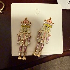 Gold and Pink Nutcracker Earrings